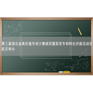 第三届湖北省高价值专利大赛颁奖暨获奖专利转化对接活动在武汉举办